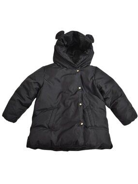 Zara Down Black Puffer Jacket Snap  Button Kids Size 4-5